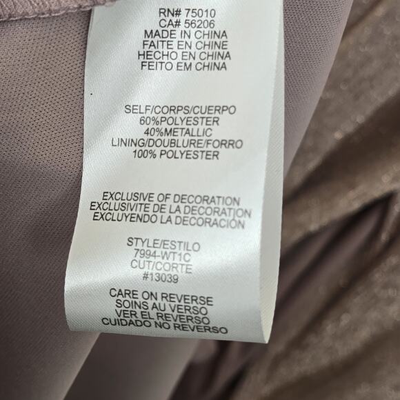 City Triangles Metallic ALine Gown with Beaded Waist Bands Blush PROM WEDDING 13 - Picture 6 of 12